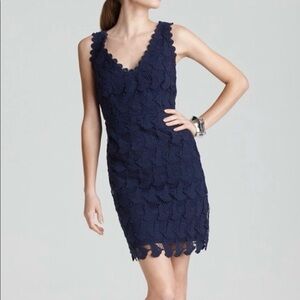 LILLY PULITZER Reeve Sheath Dress Boaty Lace Navy Blue Crochet Lace Boat 4